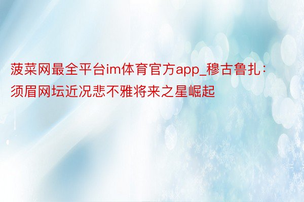 菠菜网最全平台im体育官方app_穆古鲁扎：须眉网坛近况悲不雅将来之星崛起