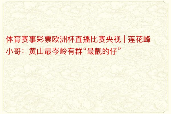 体育赛事彩票欧洲杯直播比赛央视 | 莲花峰小哥:黄山最岑岭有群“最靓的仔”
